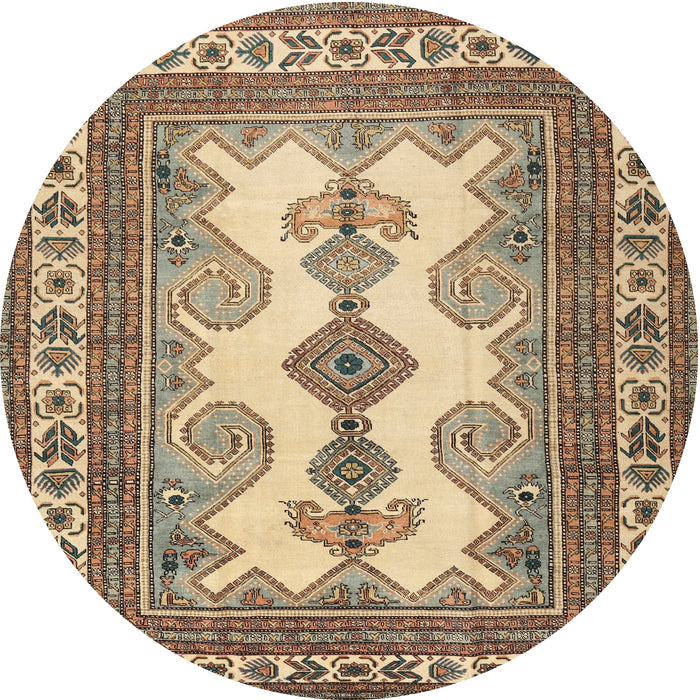 Round Traditional Dark Sienna Brown Persian Rug, tr2633