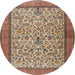 Square Machine Washable Traditional Brown Red Rug, wshtr2634