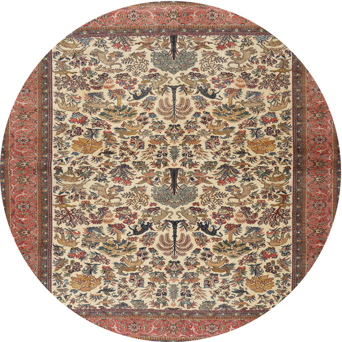 Round Traditional Brown Red Persian Rug, tr2634