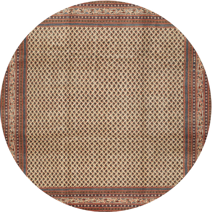 Round Traditional Dark Sienna Brown Persian Rug, tr2636