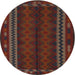 Round Traditional Saffron Red Southwestern Rug, tr2638