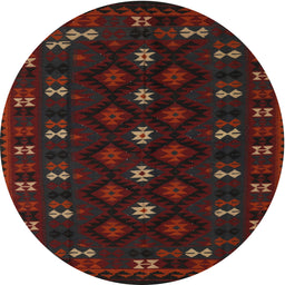 Round Traditional Chocolate Brown Southwestern Rug, tr2639