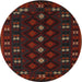 Round Traditional Chocolate Brown Southwestern Rug, tr2639