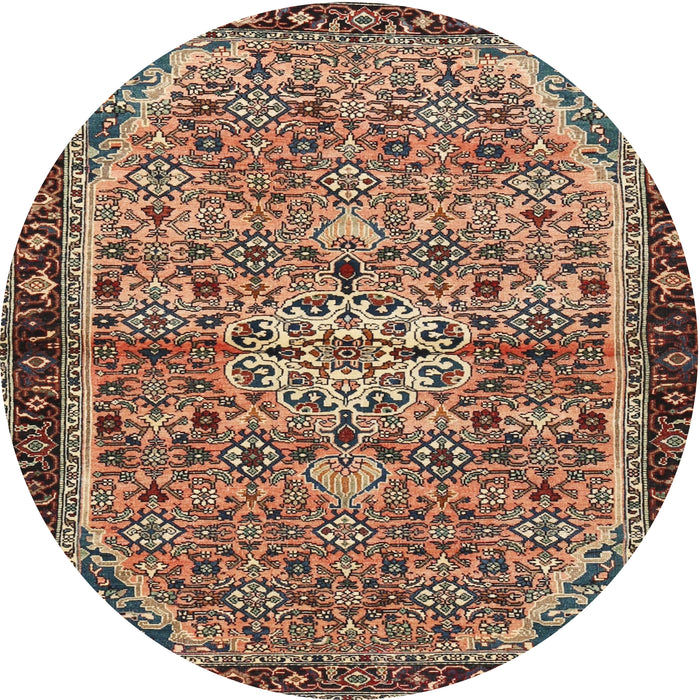 Round Traditional Red Brown Persian Rug, tr2640
