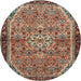 Round Traditional Red Brown Persian Rug, tr2640