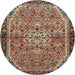 Square Machine Washable Traditional Red Brown Rug, wshtr2640