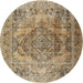 Round Traditional Brown Persian Rug, tr2641