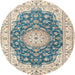 Round Traditional Grayish Turquoise Green Persian Rug, tr2646