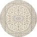 Round Traditional Rosy Brown Pink Medallion Rug, tr2647