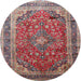 Round Traditional Light French Beige Brown Medallion Rug, tr264