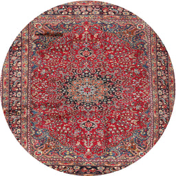 Square Machine Washable Traditional Tomato Red Rug, wshtr2651