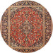 Round Traditional Saffron Red Persian Rug, tr2652