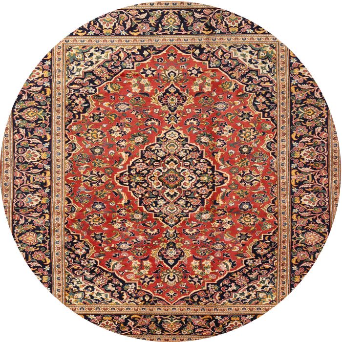 Square Machine Washable Traditional Saffron Red Rug, wshtr2652