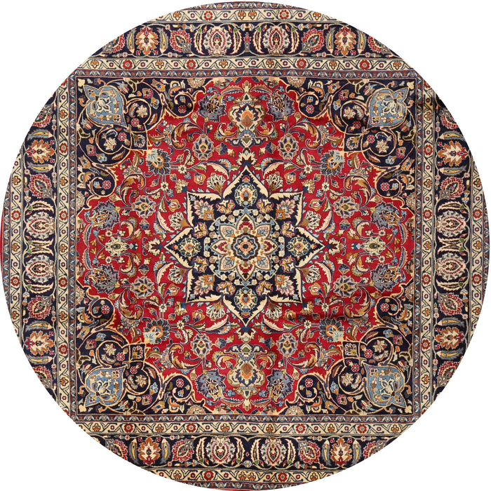 Round Traditional Camel Brown Medallion Rug, tr2654