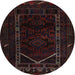 Round Traditional Burgundy Brown Persian Rug, tr2656
