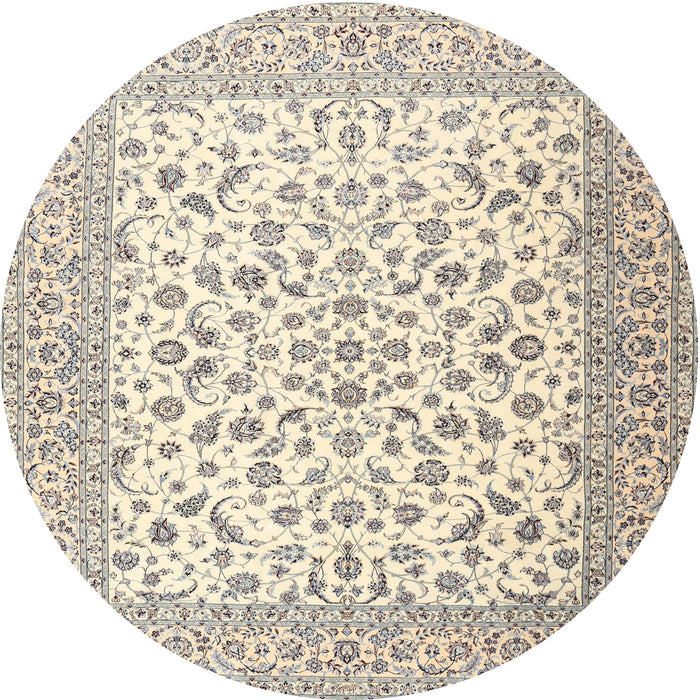 Round Traditional Vanilla Gold Persian Rug, tr2659