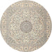 Round Traditional Light Gold Medallion Rug, tr2661