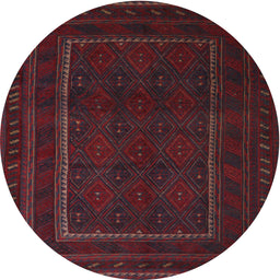 Round Traditional Burgundy Brown Southwestern Rug, tr2662