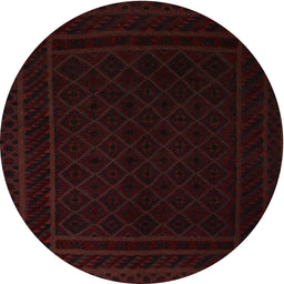 Round Traditional Black Brown Southwestern Rug, tr2664