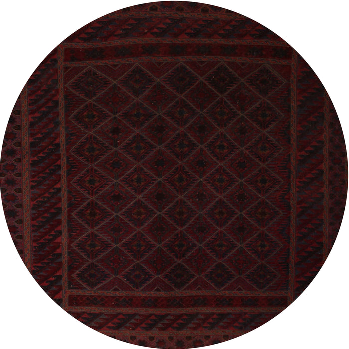 Square Machine Washable Traditional Black Brown Rug, wshtr2664