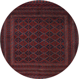 Round Traditional Wine Red Southwestern Rug, tr2666