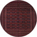 Round Traditional Wine Red Southwestern Rug, tr2666