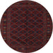 Round Traditional Burgundy Brown Southwestern Rug, tr2667