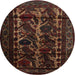 Round Traditional Red Persian Rug, tr2668