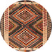 Round Traditional Brown Southwestern Rug, tr2669