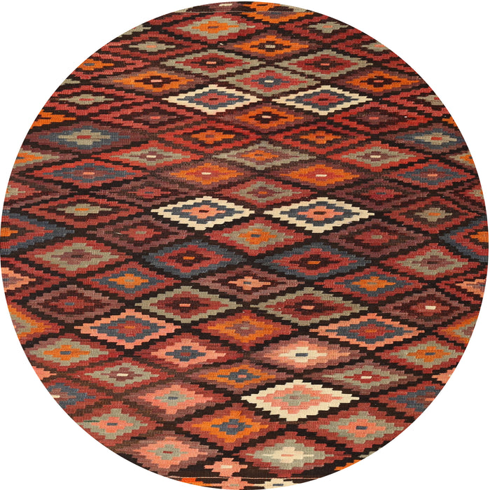 Round Traditional Saffron Red Persian Rug, tr2671