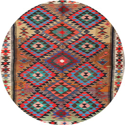 Square Machine Washable Traditional Saffron Red Rug, wshtr2673