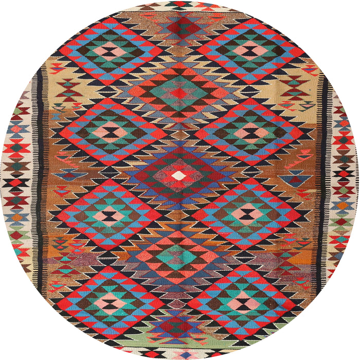 Round Traditional Saffron Red Persian Rug, tr2673