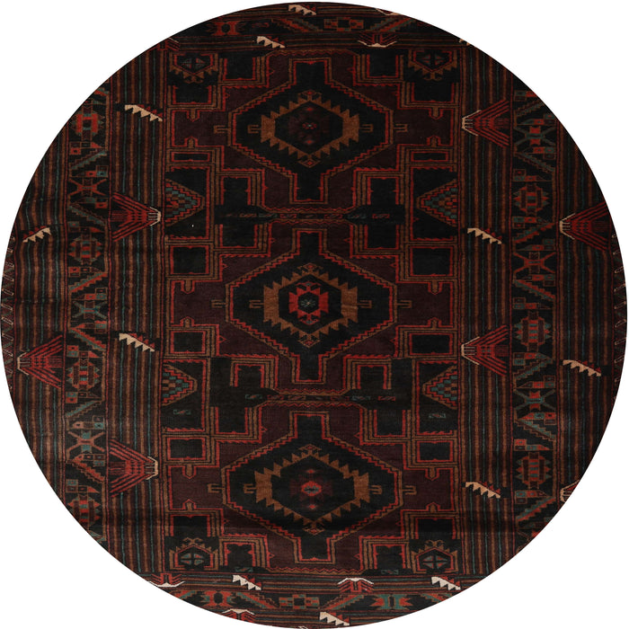 Round Traditional Black Brown Persian Rug, tr2680