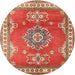 Round Traditional Neon Red Persian Rug, tr2685