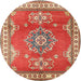 Square Machine Washable Traditional Neon Red Rug, wshtr2685