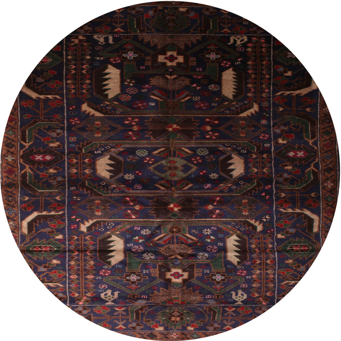 Round Traditional Chocolate Brown Persian Rug, tr2688