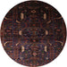 Round Traditional Chocolate Brown Persian Rug, tr2688