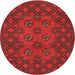 Round Traditional Brown Red Persian Rug, tr2689