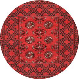 Square Machine Washable Traditional Brown Red Rug, wshtr2689