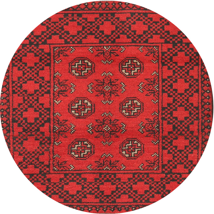 Square Machine Washable Traditional Brown Red Rug, wshtr2689