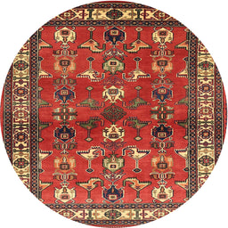 Round Traditional Red Animal Rug, tr268