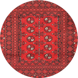 Square Machine Washable Traditional Red Rug, wshtr2691