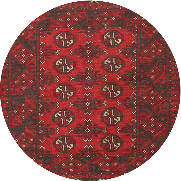 Round Traditional Dark Sienna Brown Persian Rug, tr2692