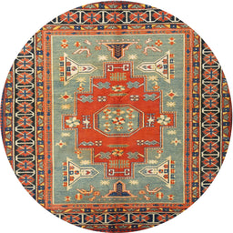 Square Machine Washable Traditional Brown Red Rug, wshtr2694