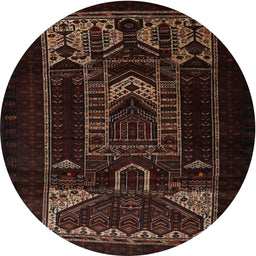 Square Machine Washable Traditional Black Brown Rug, wshtr2695