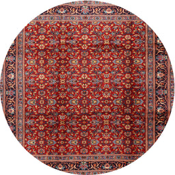 Square Machine Washable Traditional Orange Salmon Pink Rug, wshtr2699