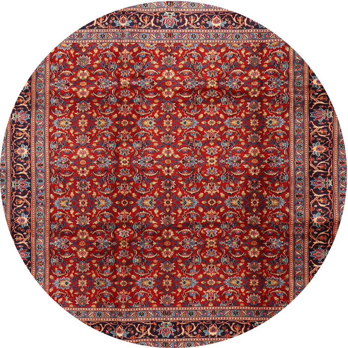 Square Machine Washable Traditional Orange Salmon Pink Rug, wshtr2699