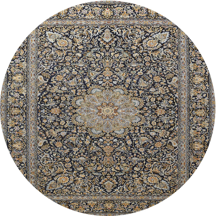 Round Traditional Burgundy Brown Persian Rug, tr269