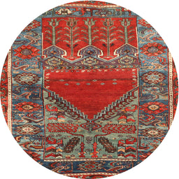 Round Traditional Khaki Green Persian Rug, tr26