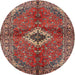 Round Traditional Orange Salmon Pink Persian Rug, tr2700